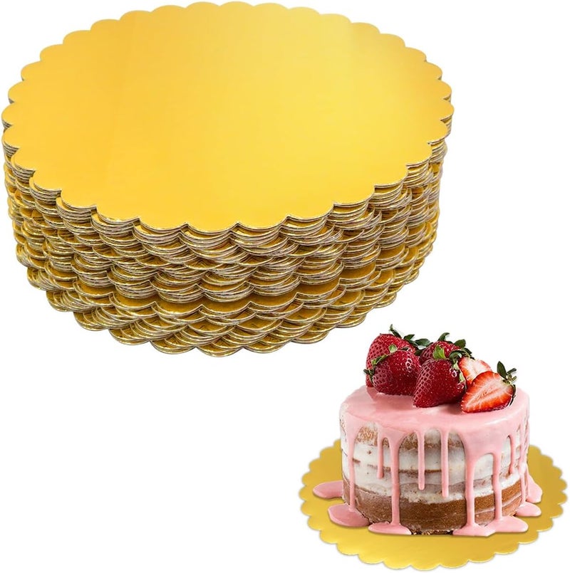 Aumodizzy 30 Pcs 8 inch Gold Cake Boards Round, Food-Graded Cardboard, Waterproof and Oil-Proof, Sturdy Corrugated, Ideal for Baking, Cake DIY, Dessert and Craftin - Image 1